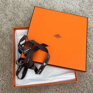 Hermes Orange Gift Box with Black Ribbon